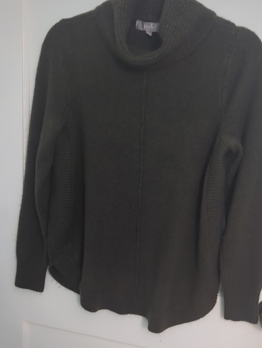 Marled Sz L Cozy Olive Cowl Neck Sweater